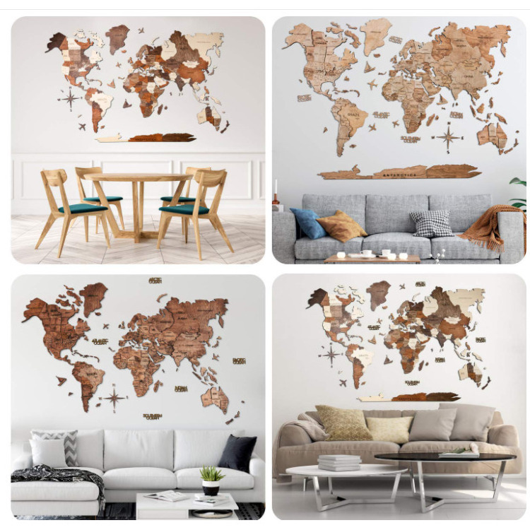 Customization   Wood World Map 3d  Large Wood Wall DeCor Housewarming Gift Idea Wood Wall Art