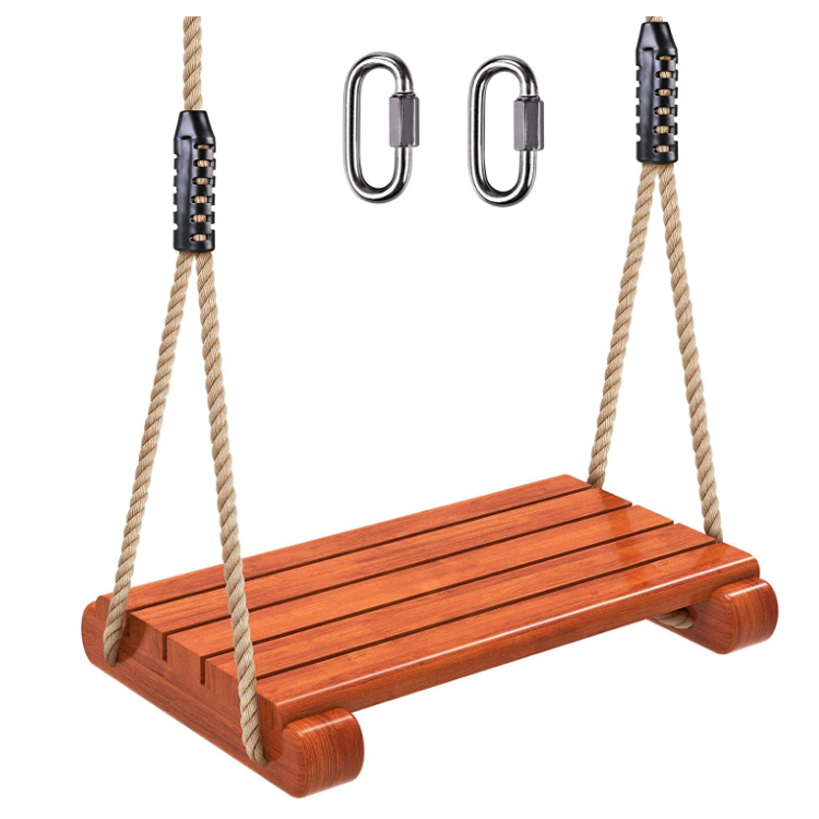 wooden swing seat heavy duty wood tree swing for adult kids playground swing sets