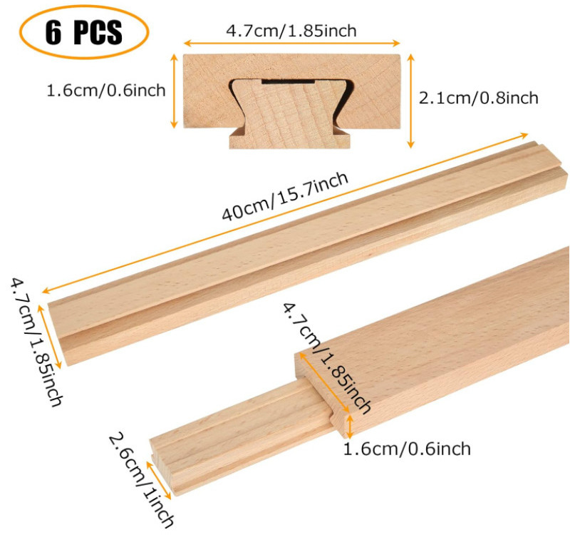 16 Inch Wood Drawer Slides, Classic Traditional Wood Center Guide Track Mount with Slide Glides