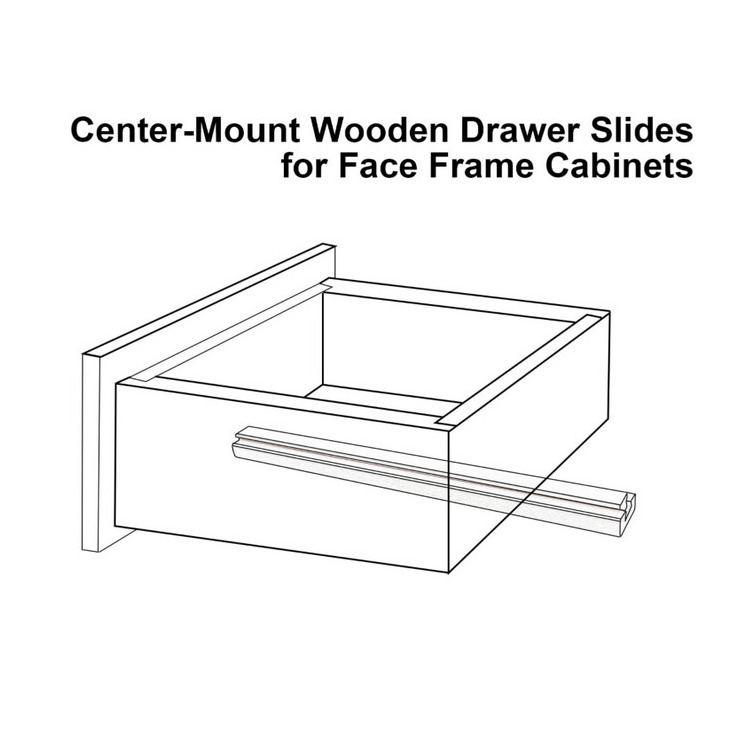 2 Pcs Wooden Drawer Slides Wooden Center guide rail Install the slide, drawer slide replacement part