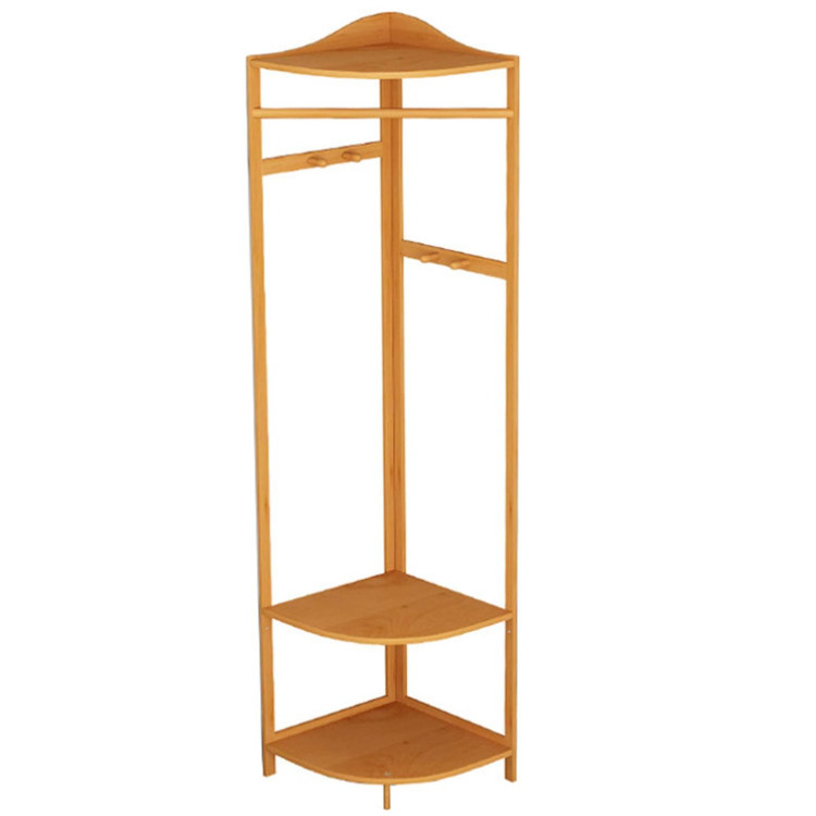 Corner Hall Tree Bamboo Coat Rack Stand With Shoe Bench, Entryway Coat Rack With 4 Hooks