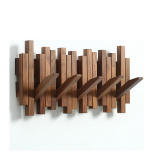 Natural Wood Wall Mounted Piano Coat Rack Entryway Wall Storage With Hooks Wall Hook Rack 5 Hooks