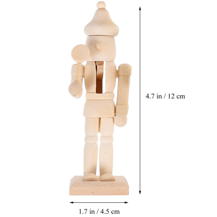 6pcs Nutcracker Christmas Unfinished Wooden Nutcracker  With Paint And Pen Blank Unpainted Nutcracke