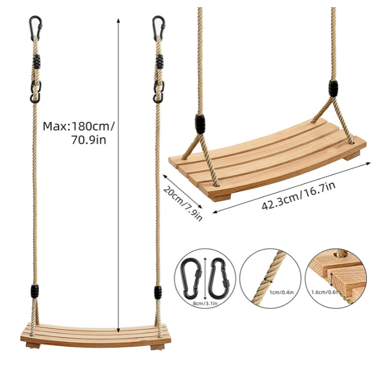 wood tree swing seat indoor outdoor rope wooden swing set for children kids adult