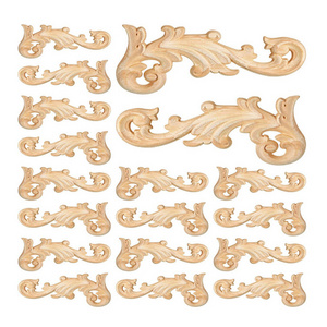 20 Pcs Wood Applique Corner Onlay Decorative Diy Wooden Carved Unpainted Decals Carving Decal For Furniture