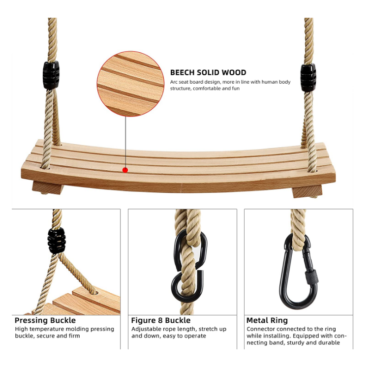 wood tree swing seat indoor outdoor rope wooden swing set for children kids adult