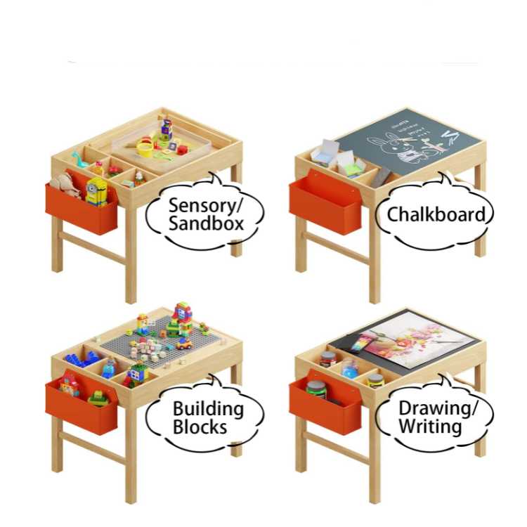 4 in 1 wooden toddler children activity lego party desk furniture kids table