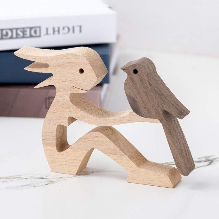 Wood Sculpture Home Decor Home Decor Handmade Accents, Carved Creative Animal Bird