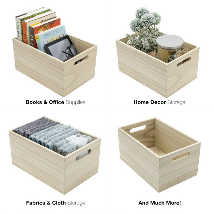 hot sale Unfinished Wooden Boxes for Food Pantry Storage Crafts Cabinet Storage Boxes