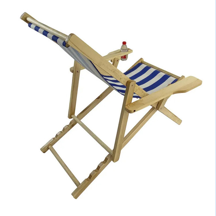 Summer Beach Folding Chaise Lounge Chair Sturdy  Stable Poplar Frame Pool Lounge Chair