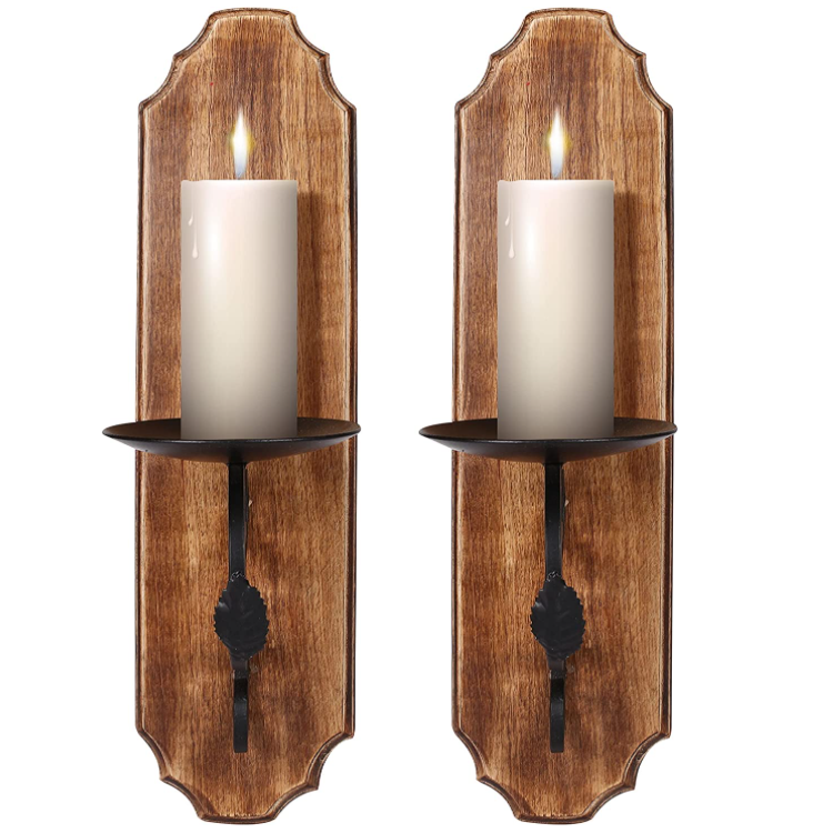 Solid Wooden Caste Aluminium & Glass Candle Wall Holders Lighting Decoration