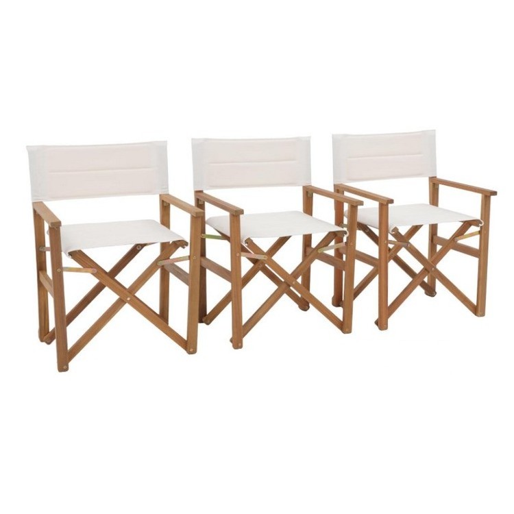 Set Of 4 Folding Patio Dining Chairs Outdoor Acacia Wooden Foldable Director Chair W/Armrest & Soft Padding