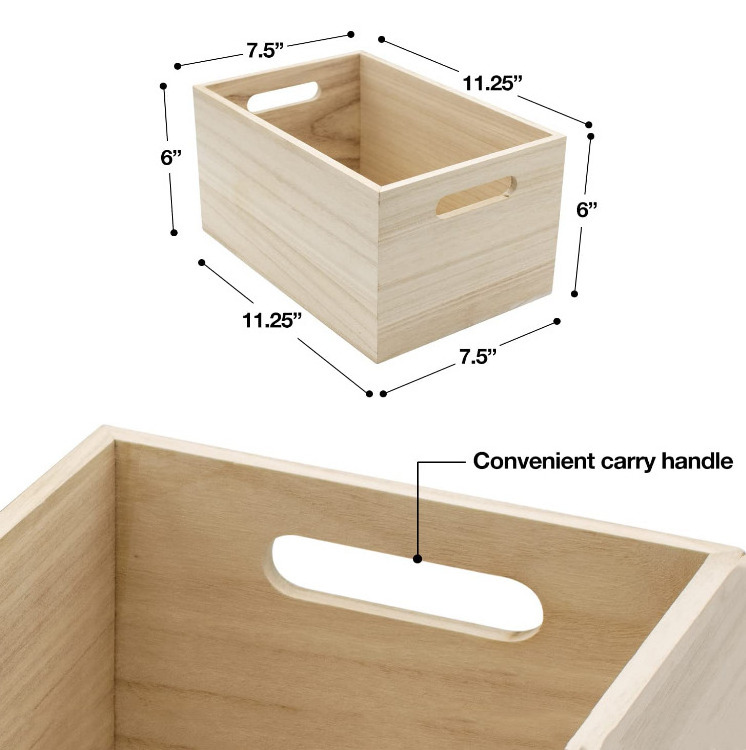 hot sale Unfinished Wooden Boxes for Food Pantry Storage Crafts Cabinet Storage Boxes