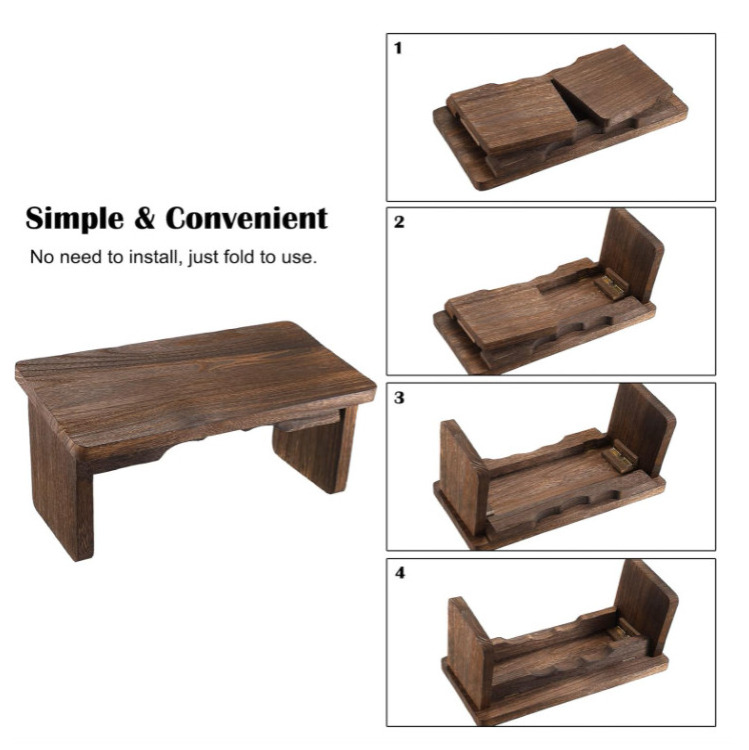 Customization Wood Meditation Bench With Foldable Legs  Portable Folding Ergonomic Kneeling Stool