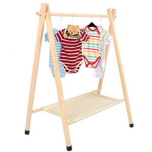 2 Pcs Kids Clothing Rack Baby Clothes Rack Dress Up Storage Wooden Clothes Organizer