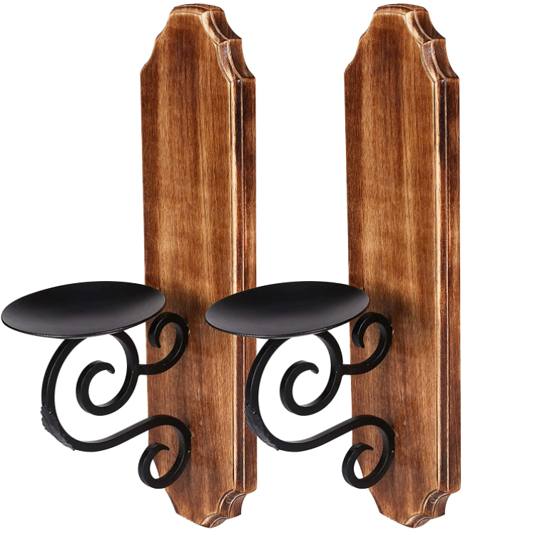 Solid Wooden Caste Aluminium & Glass Candle Wall Holders Lighting Decoration