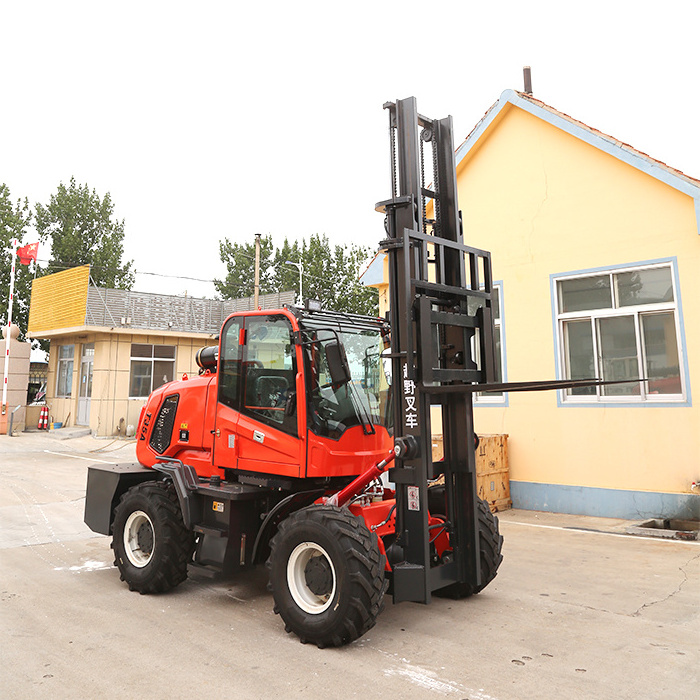 China 4x4 4-wheel Articulated Telehandler Off Road All Rough Terrain Rough Terrain Forklifts 3.5 Ton