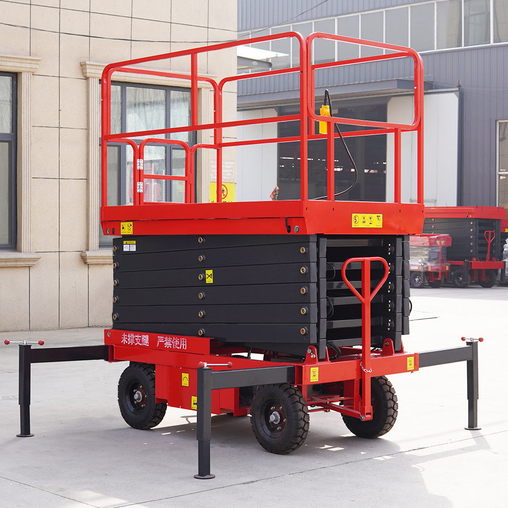 4-20m 300kg 500kg 1000kg load capacity hydraulic or electric cheap manual mobile scissor lift with four legs