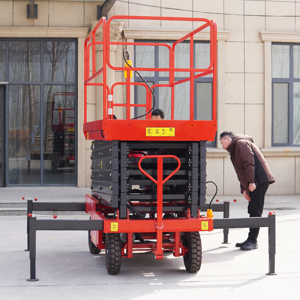 4-20m 300kg 500kg 1000kg load capacity hydraulic or electric cheap manual mobile scissor lift with four legs