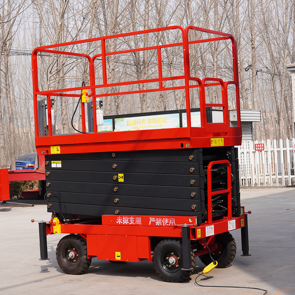 4-20m 300kg 500kg 1000kg load capacity hydraulic or electric cheap manual mobile scissor lift with four legs