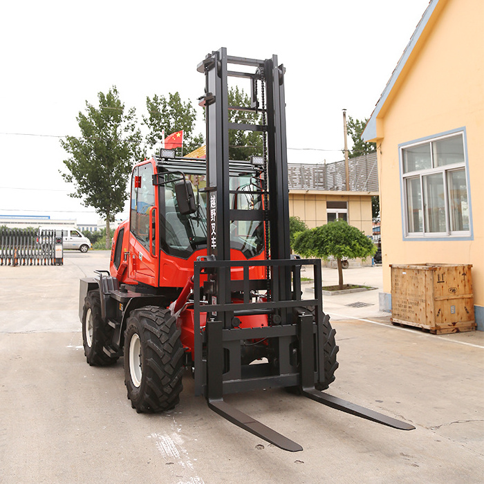 China 4x4 4-wheel Articulated Telehandler Off Road All Rough Terrain Rough Terrain Forklifts 3.5 Ton