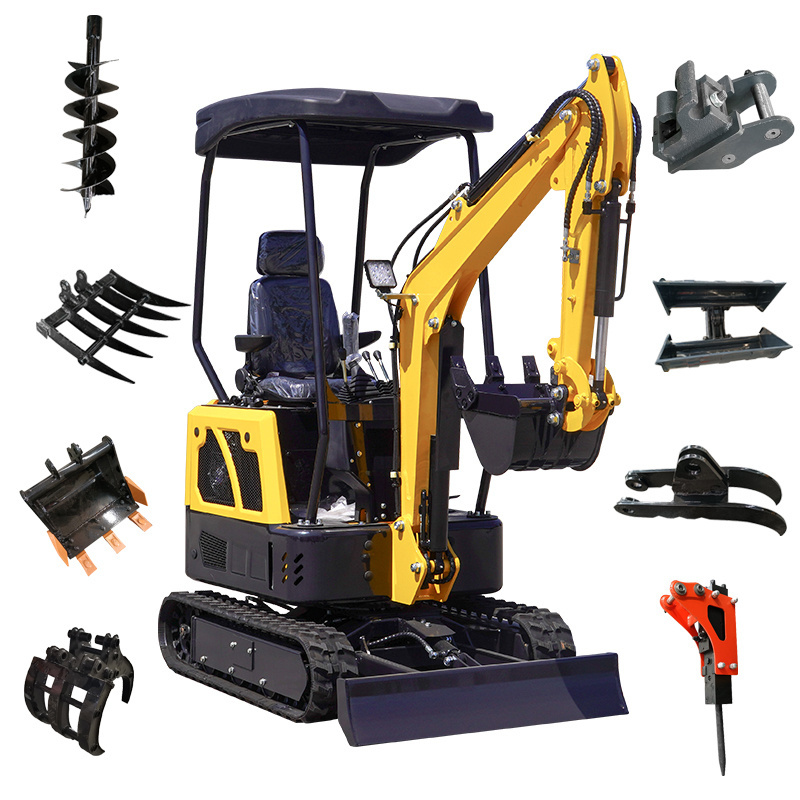 Four wheel drive tire micro grab wheel excavator 1.7ton 3t 4tons full hydraulic crawler excavator