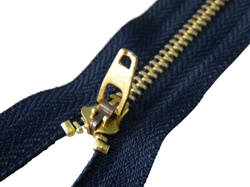 Custom Denim Zippers Tape #3#5 Closed End BRASS ZIP Semi-Lock Sliders  Metal Zipper for Jeans Clothes other Garment accessories