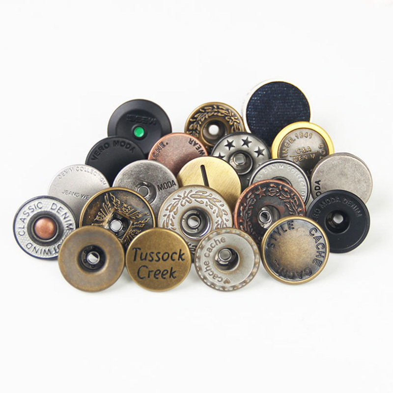 WYSE Customize jeans buttons  pin metal logo sewing free jeans buttons and rivets for Denim Jeans buttons customize