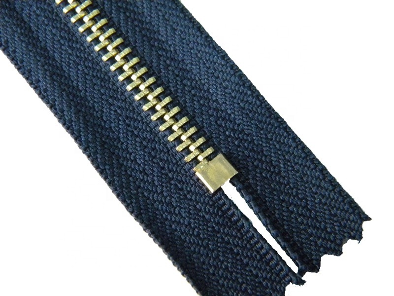 Custom Denim Zippers Tape #3#5 Closed End BRASS ZIP Semi-Lock Sliders  Metal Zipper for Jeans Clothes other Garment accessories