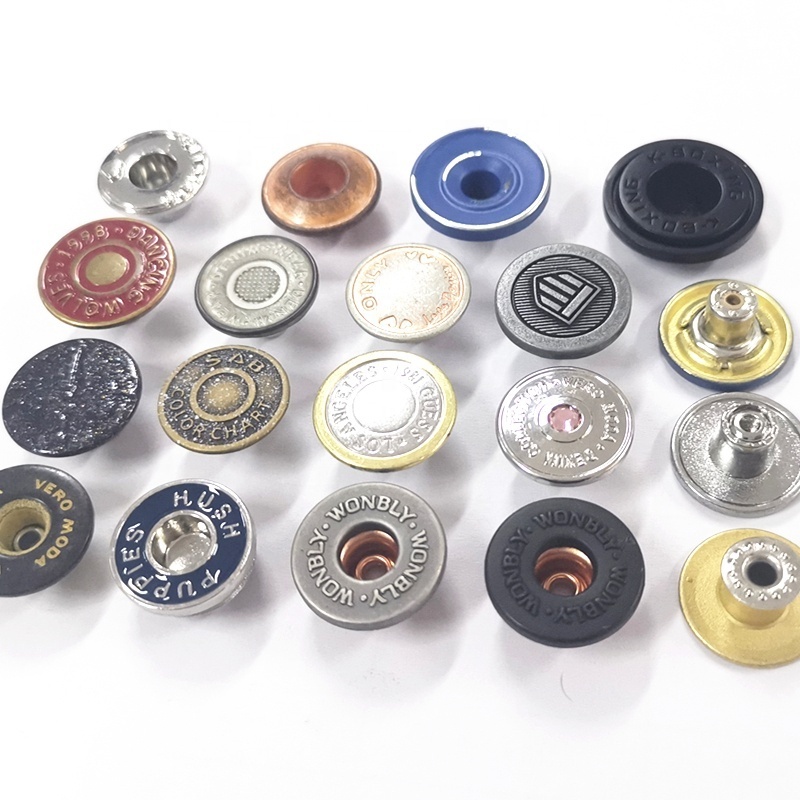 WYSE Customize jeans buttons  pin metal logo sewing free jeans buttons and rivets for Denim Jeans buttons customize