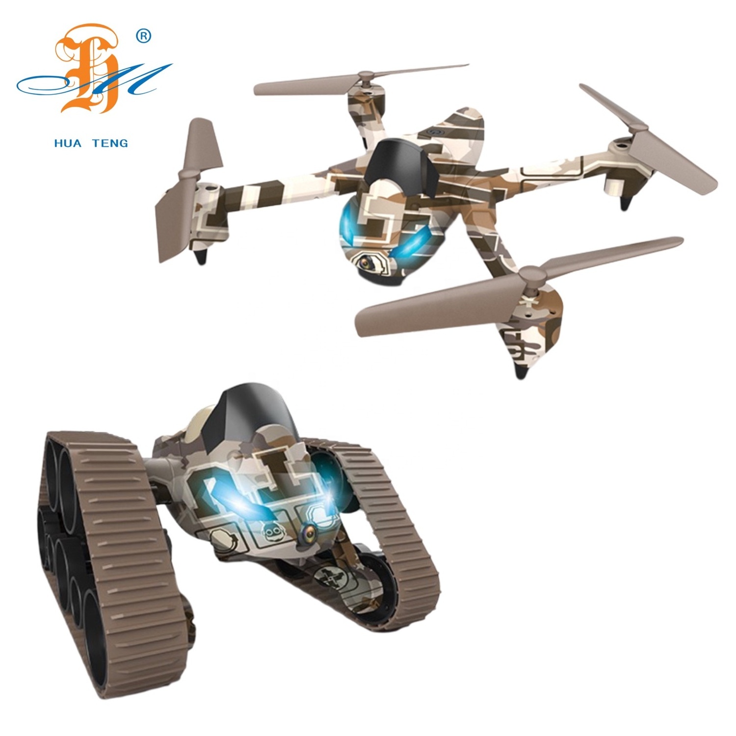 Good Selling military camouflage 2 IN 1 RC drone toys  land and air deformation rc car 360 degree flip four-axis aircraft