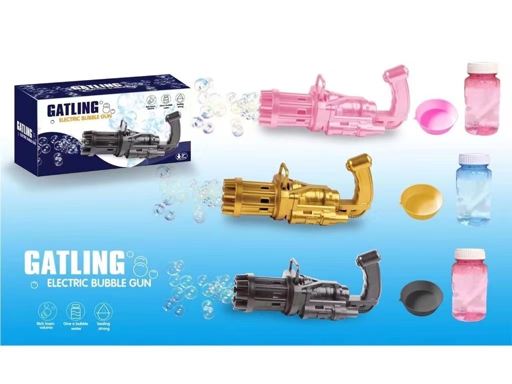 Manufacturer Wholesale Soap Bubble gun Solid Color 8-hole Gatling Bubble gun Children's summer outdoor play bubble gun