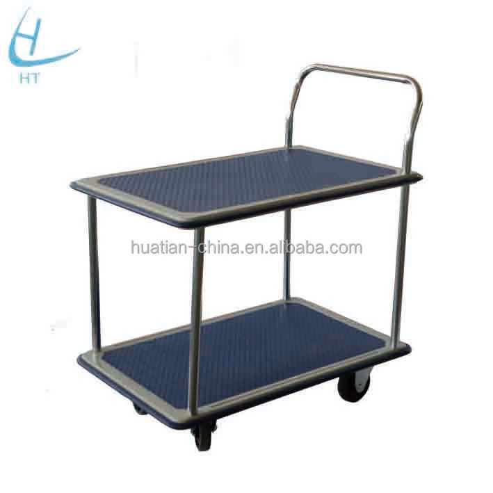 Double layer platform hand trolley,Non-skid plastic surface hand truck