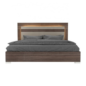 Bedroom Furniture Luxury Walnut Color King Size High Headboard Wooden bed for sale