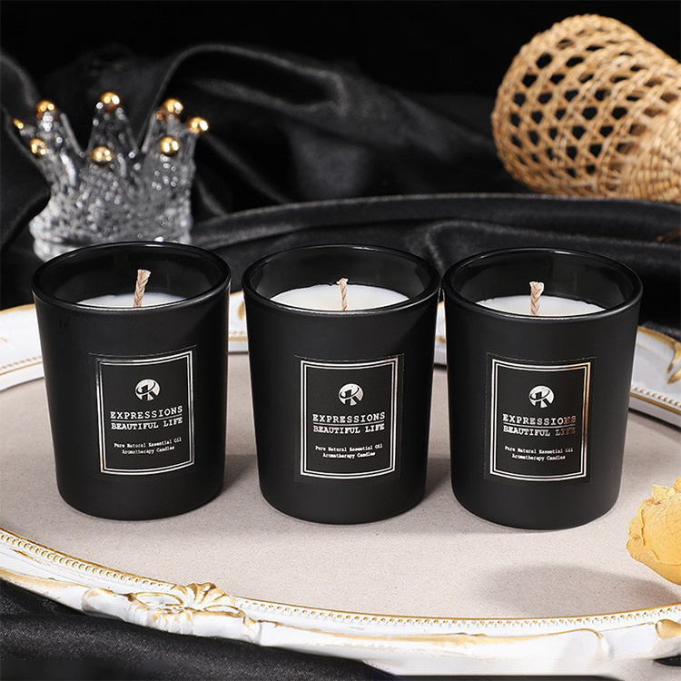 Huati Sifuli 160g Home Decoration Luxury Essential Oil gift set Soy Wax Matte Black Aromatherapy fragrance scented candles