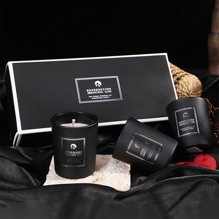 Huati Sifuli 160g Home Decoration Luxury Essential Oil gift set Soy Wax Matte Black Aromatherapy fragrance scented candles