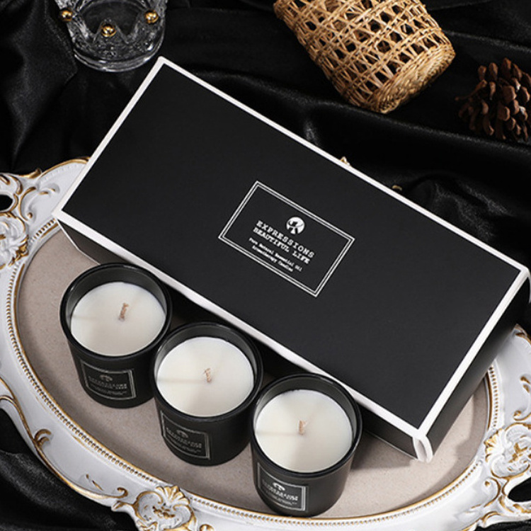 Huati Sifuli 160g Home Decoration Luxury Essential Oil gift set Soy Wax Matte Black Aromatherapy fragrance scented candles