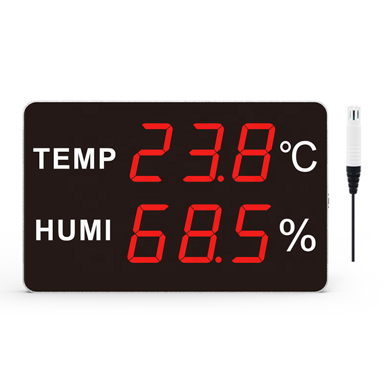 wall mounted led display wall clock with thermometer and hygrometer