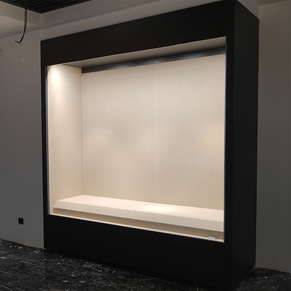 Wall mounted glass display cabinets used for factory direct sales in exhibition halls