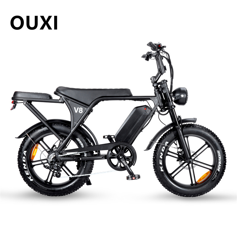 Factory Direct 20-Inch Fat Tire Electric Mountain Bike EU Cheap Electric Motorcycle with 48V Steel Frame Ready Stock OUXI V8