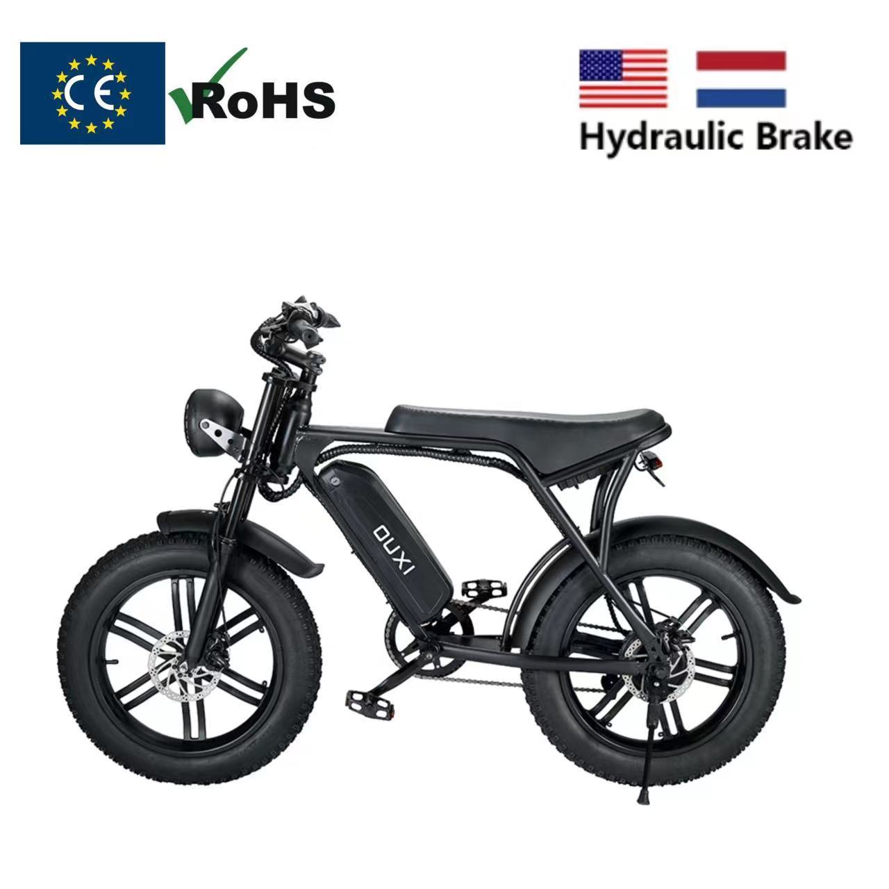 electric fat tire bike hydraulic brake fat tire e-bike ouxi v8 in EU warehouse fat tire electric city bike 250w 750w fatbike