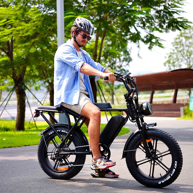 EU US Warehouse 1000w Retro Dirt Fat Tire E-bike OUXI V8 H9 2.0 Long Range 20*4.0