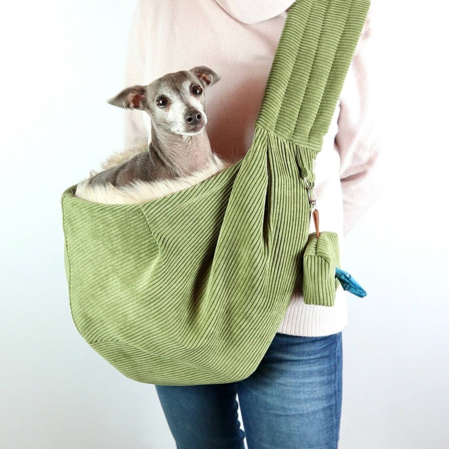 Winter Popular Pet Carrier with Fleece, Dog and Cat Crossbody Bag, Kangaroo Pouch Carrier for Dogs and Cats