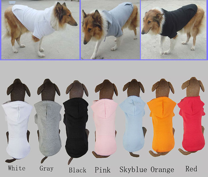 100% fleece cotton cheap heavy pet dog cat plain hoodie in grey for medium large pet