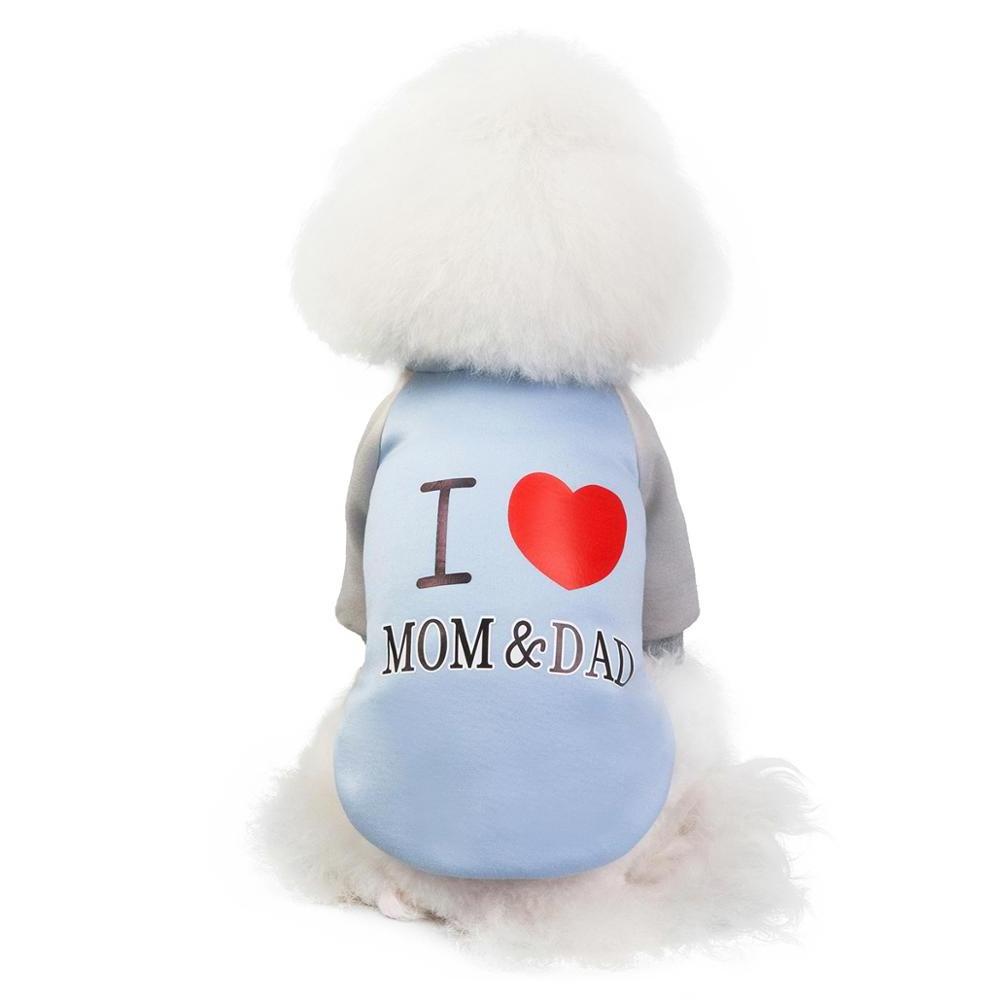 Wholesale warm SOFT high quality reglan SHORT sleeve dog sweatshirt with I love MOM&DAD