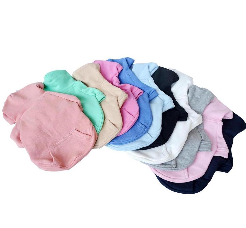 High quality cotton pet dog blank hoodie clothes with pocket