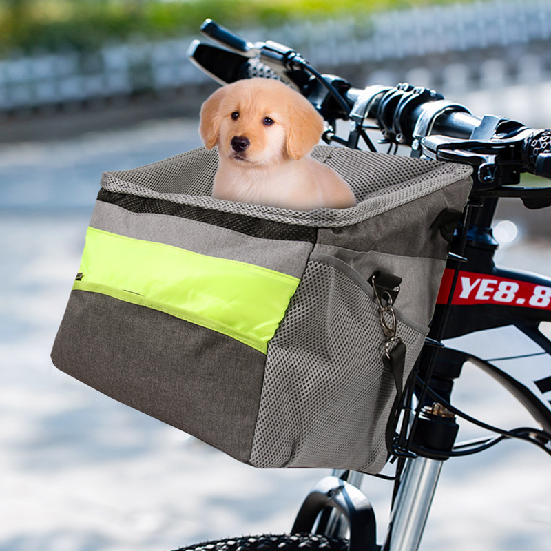 Wholesale Folding Detachable Bicycle Handlebar Front Small Pet Cat Carrier Dog Basket Bike dog basket