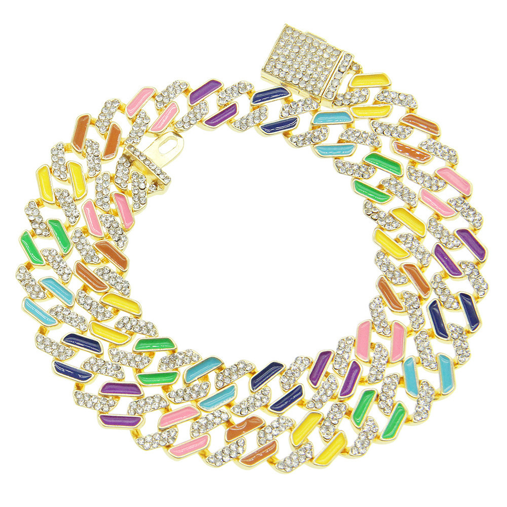 Wholesale colorful custom alloy miami cuban link chain for dog cat pet