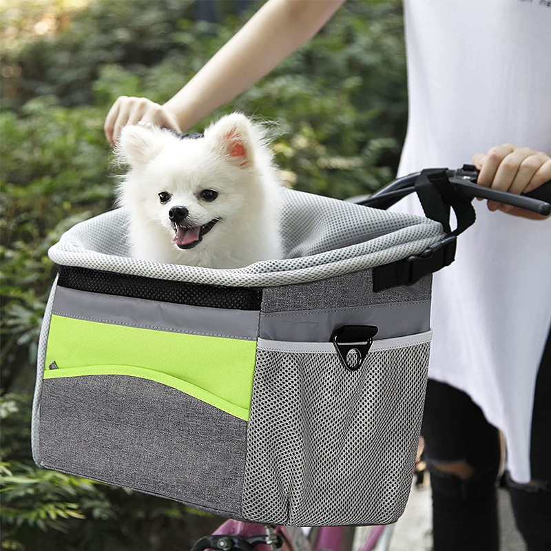 Wholesale Folding Detachable Bicycle Handlebar Front Small Pet Cat Carrier Dog Basket Bike dog basket