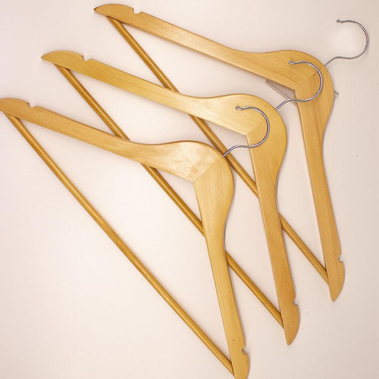 Customized high quality hot sale white gold hook anti-slip wooden hanger for women